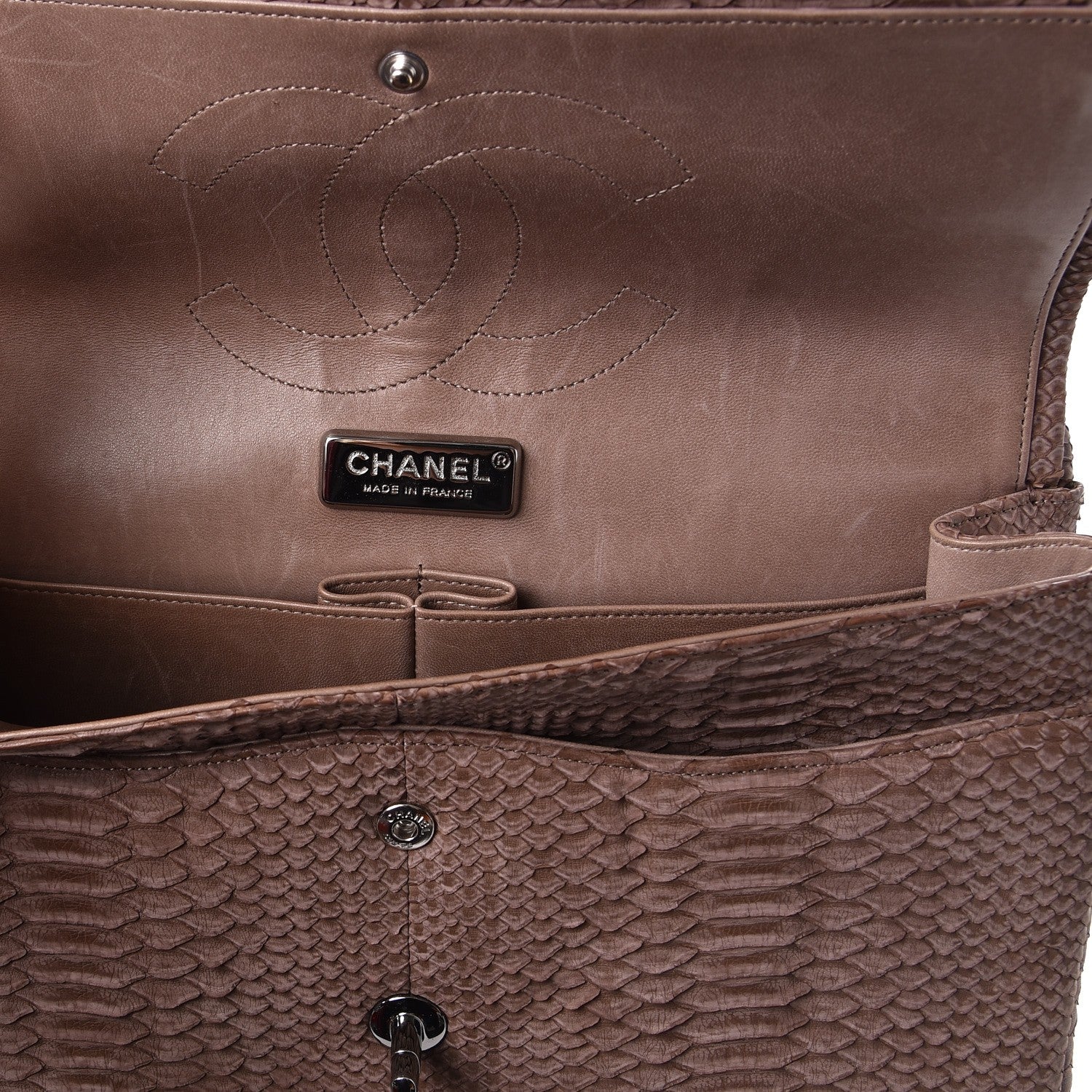 Chanel Python Jumbo Double Flap Tawny 11 of 16