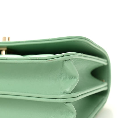 Chanel Lambskin Quilted Pearl Top Handle Clutch With Chain Light Green 12 of 12