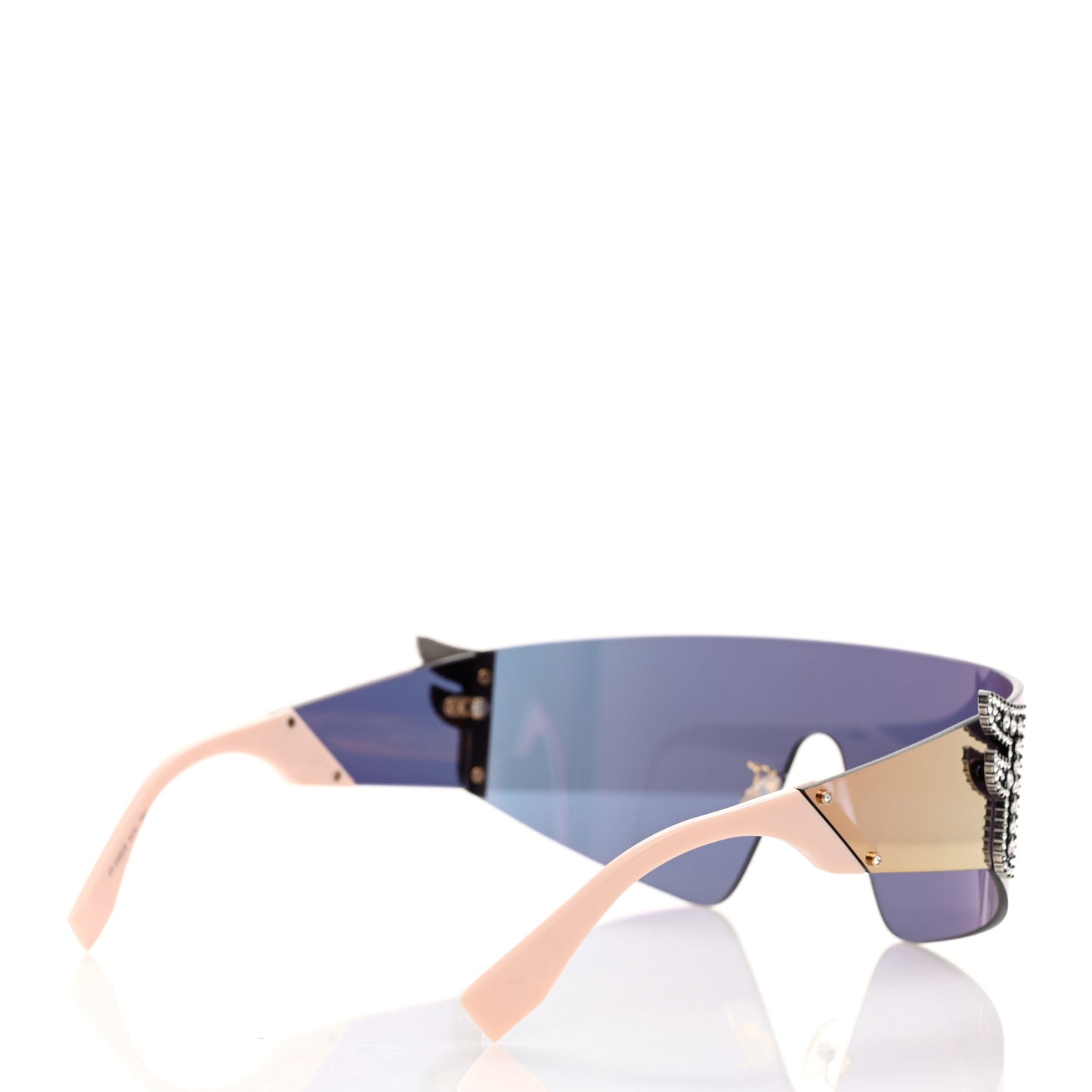 Mirrored Crystal Embellished FFreedom Shield Sunglasses FF 0382/S Pink