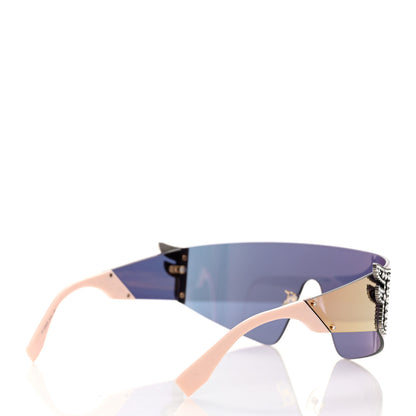 Fendi Mirrored Crystal Embellished FFreedom Shield Sunglasses FF 0382/S Pink 4 of 8