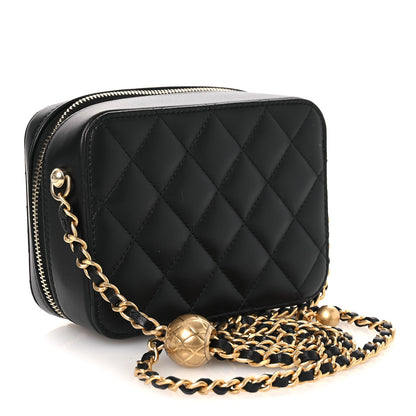 Chanel Lambskin Quilted CC Pearl Crush Camera Case Black 3 of 10