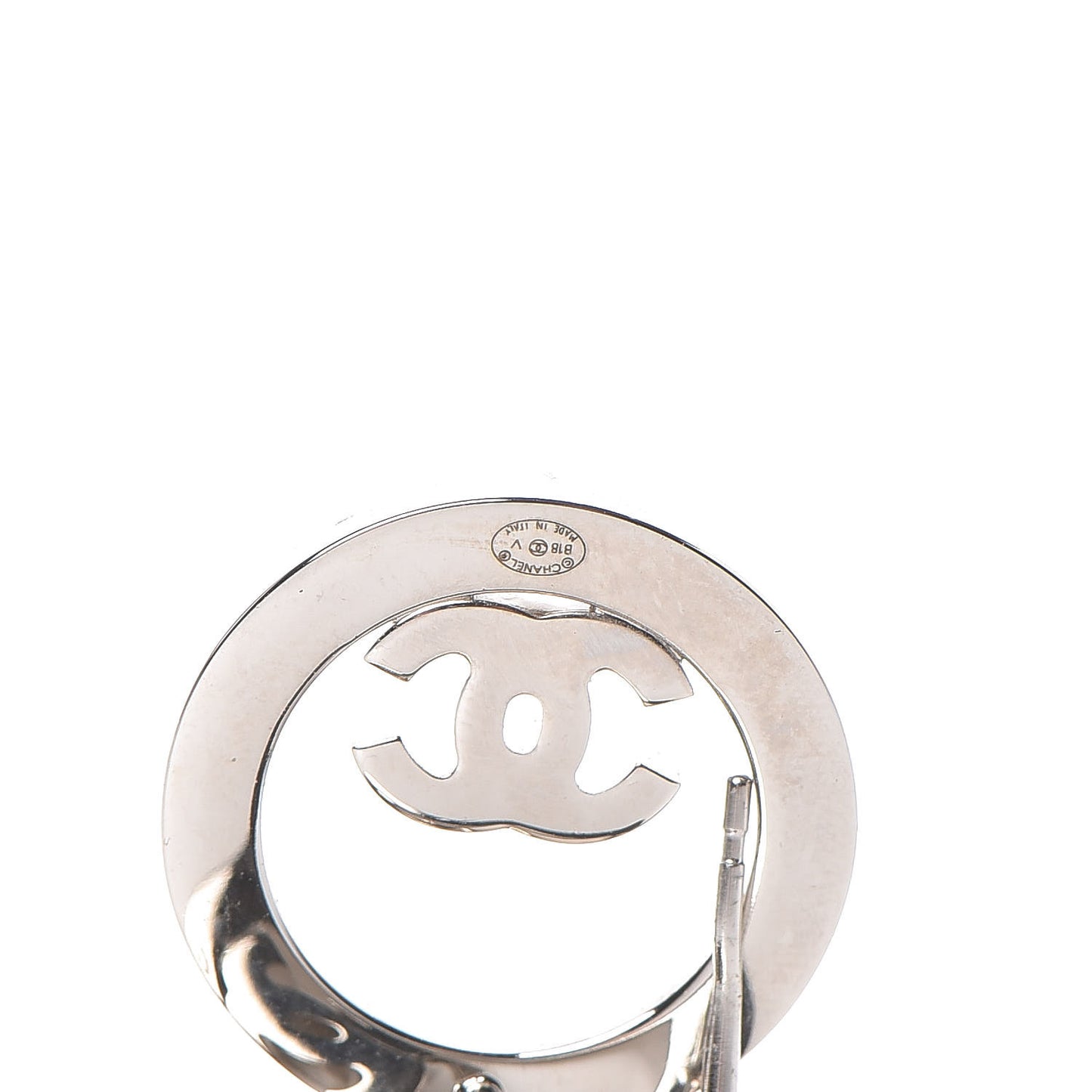 Crystal CC Round Earrings Silver