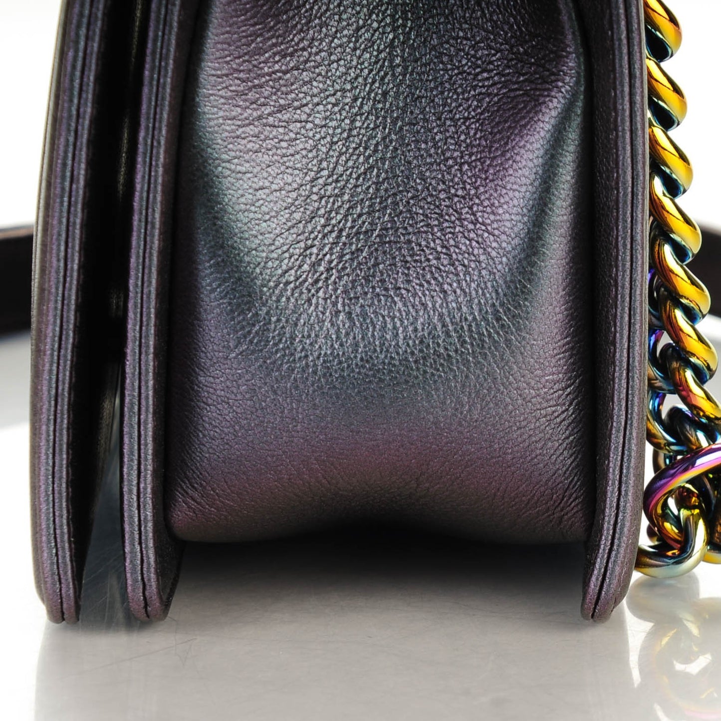 Iridescent Goatskin Quilted Medium Boy Flap Purple