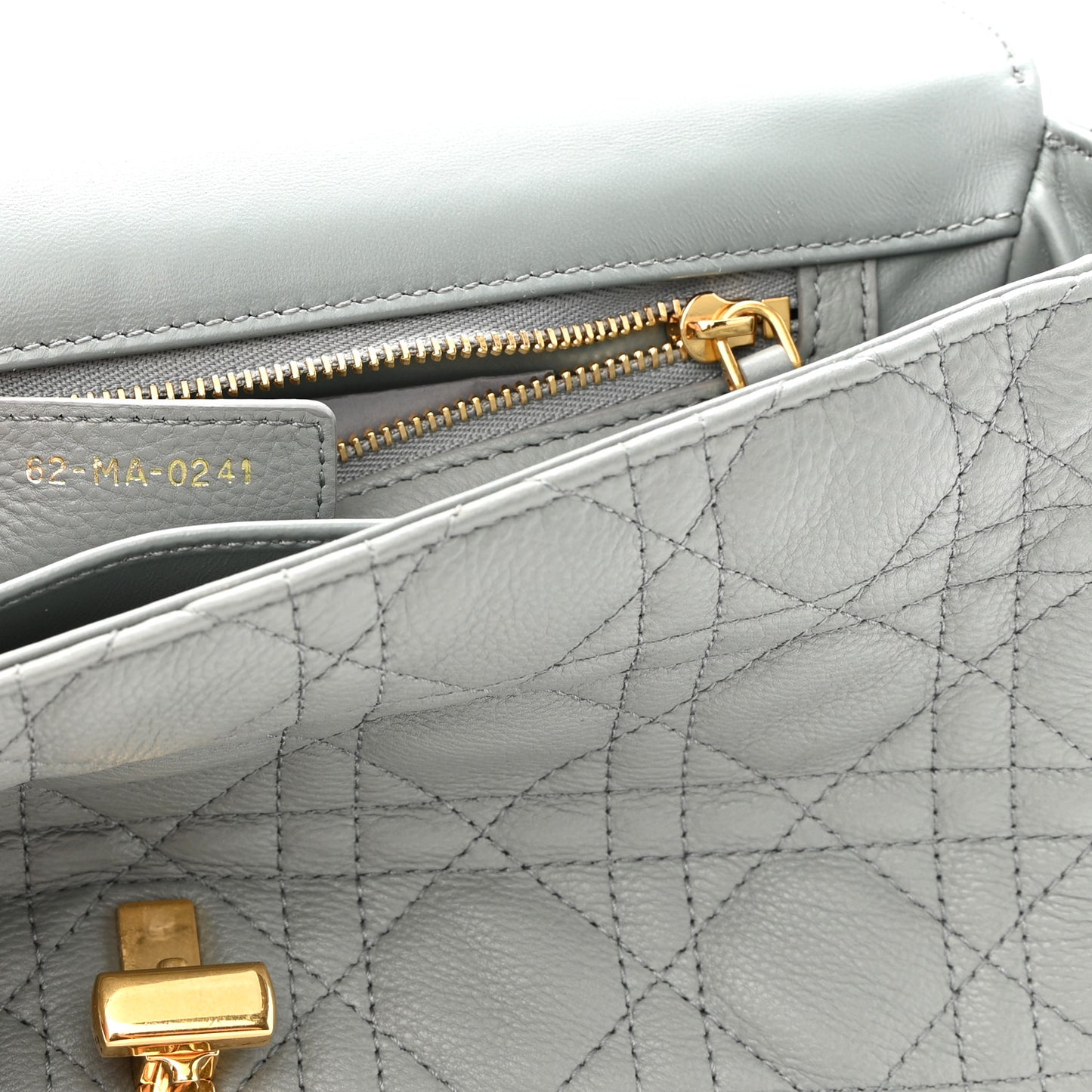 Calfskin Cannage Medium Caro Bag Grey