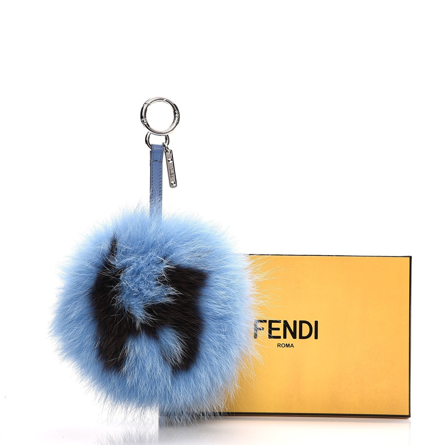Fendi Fox Fur Shiny Nappa Bi-Color H ABCharm Bag Charm Nebula Testa Di Moro 6 of 6