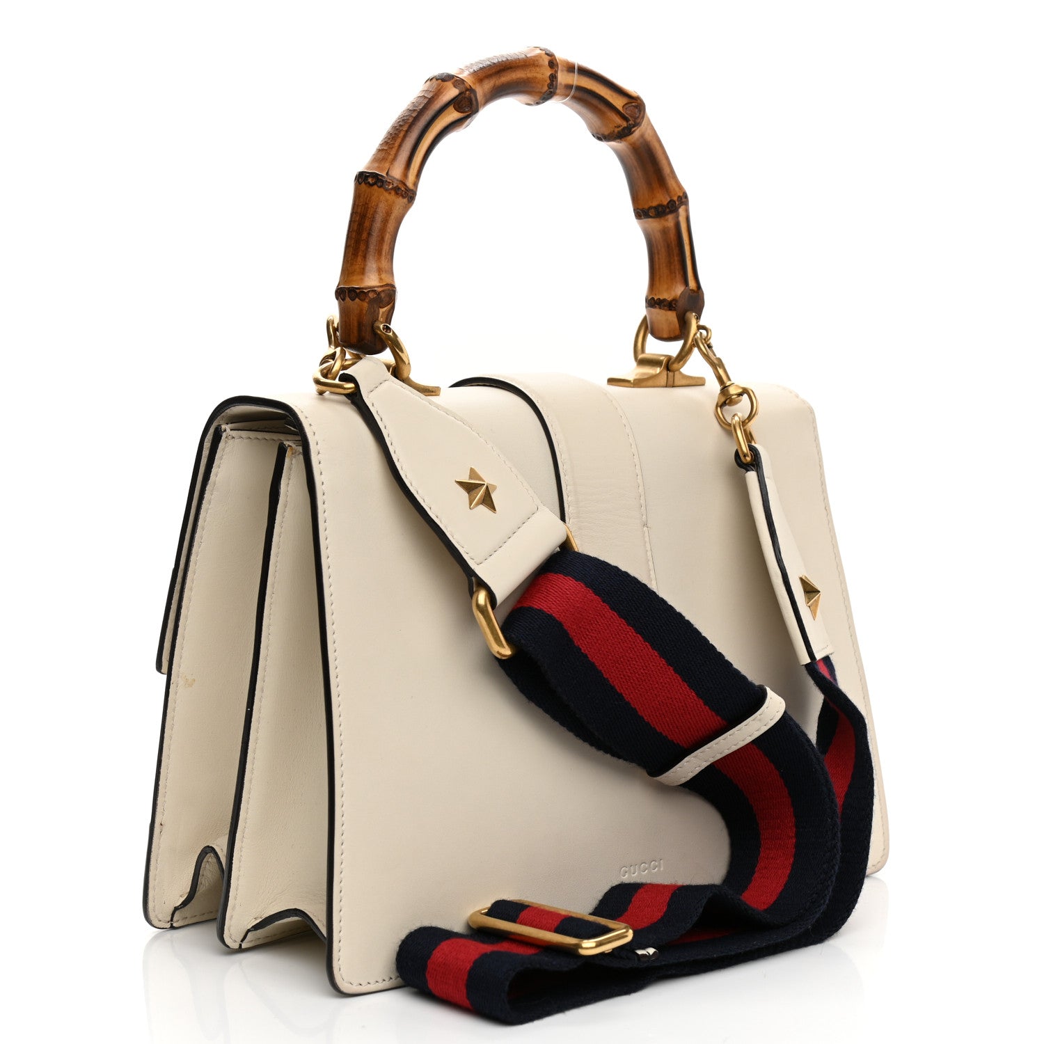 Gucci Calfskin Bamboo Web Medium Dionysus Top Handle Bag White Blue Hibiscus Red 3 of 21
