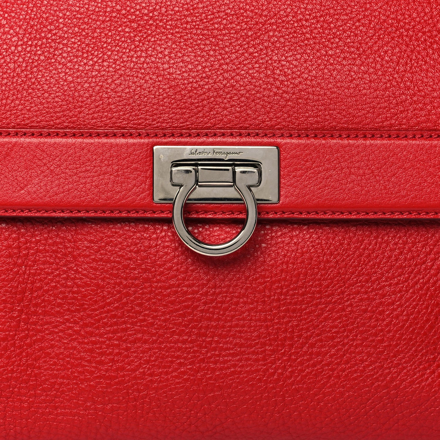 Salvatore Ferragamo Calfskin Gancini Crossbody Red 8 of 10
