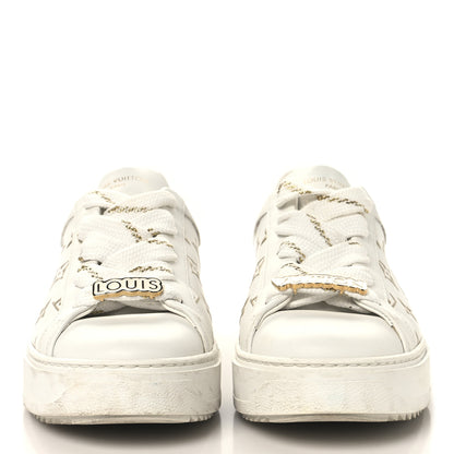 Louis Vuitton Calfskin Monogram Debossed Time Out Sneakers 39.5 White Gold 3 of 9