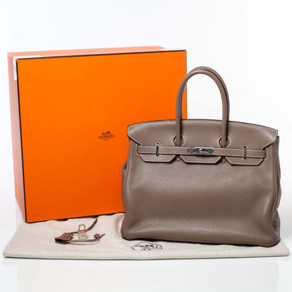 Hermes Taurillon Clemence Birkin 35 Etoupe 10 of 11