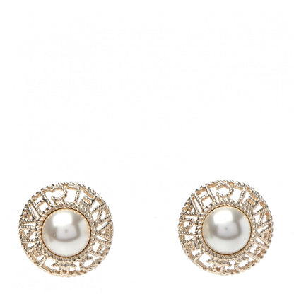 Chanel Pearl CC Round Rope Logo Earrings Gold 1 of 5