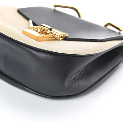 Chloe Grained Calfskin Lambskin Mini Bi-Color Drew Shoulder Bag Ivory Black 8 of 9