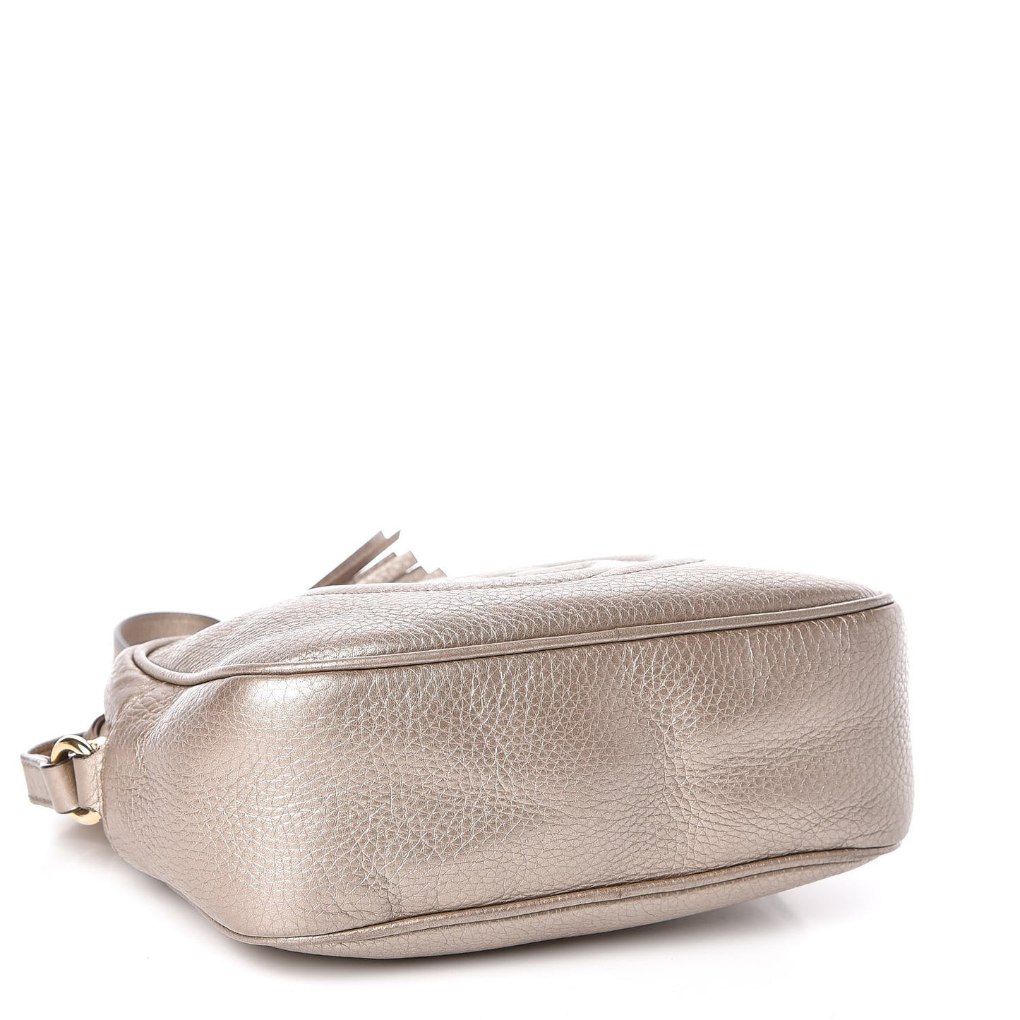Metallic Pebbled Calfskin Small Soho Disco Bag Golden Beige