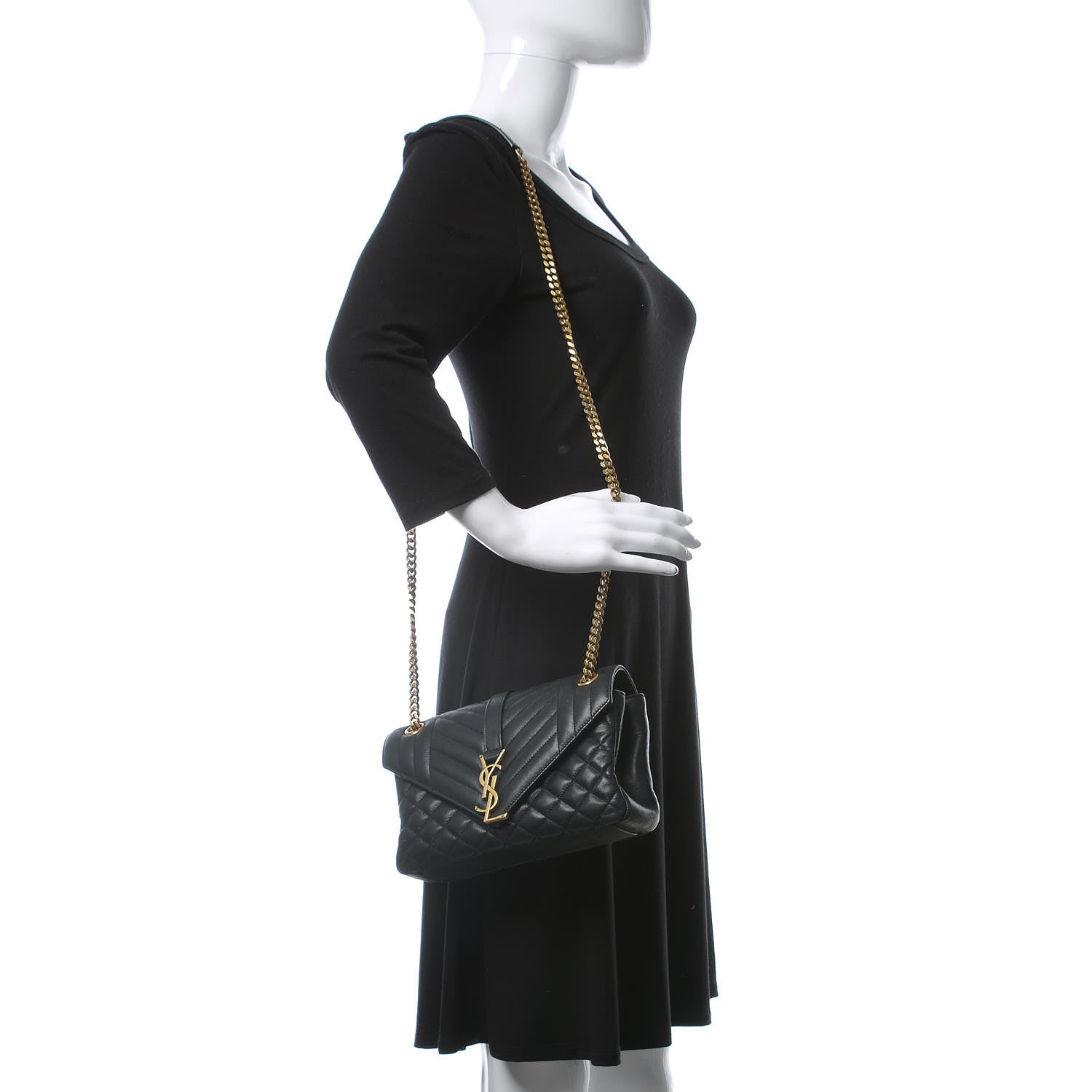 Saint Laurent Sheepskin Tri-Quilt Monogram Medium College Bag Black 2 of 10