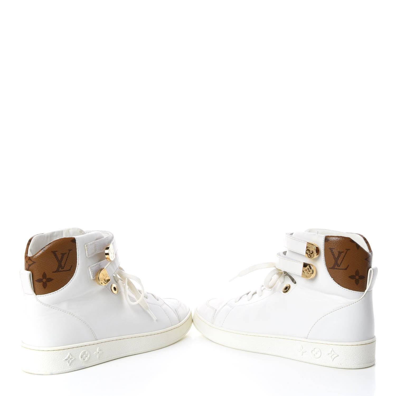 Louis Vuitton Calfskin Reverse Monogram Boombox High Top Sneakers 38 White 6 of 17