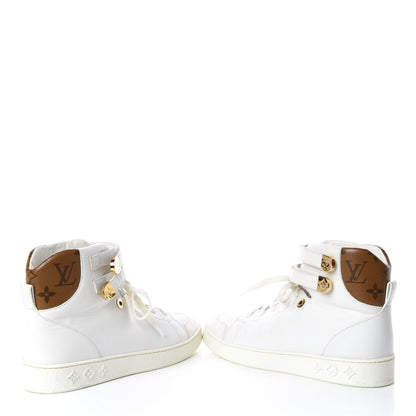 Louis Vuitton Calfskin Reverse Monogram Boombox High Top Sneakers 38 White 6 of 17
