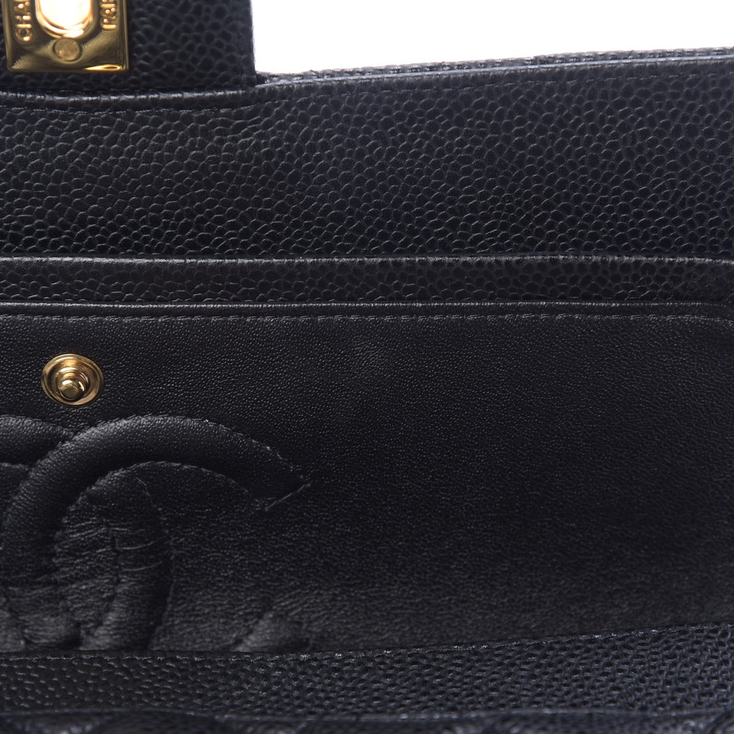 Caviar Quilted Medium Double Flap Black