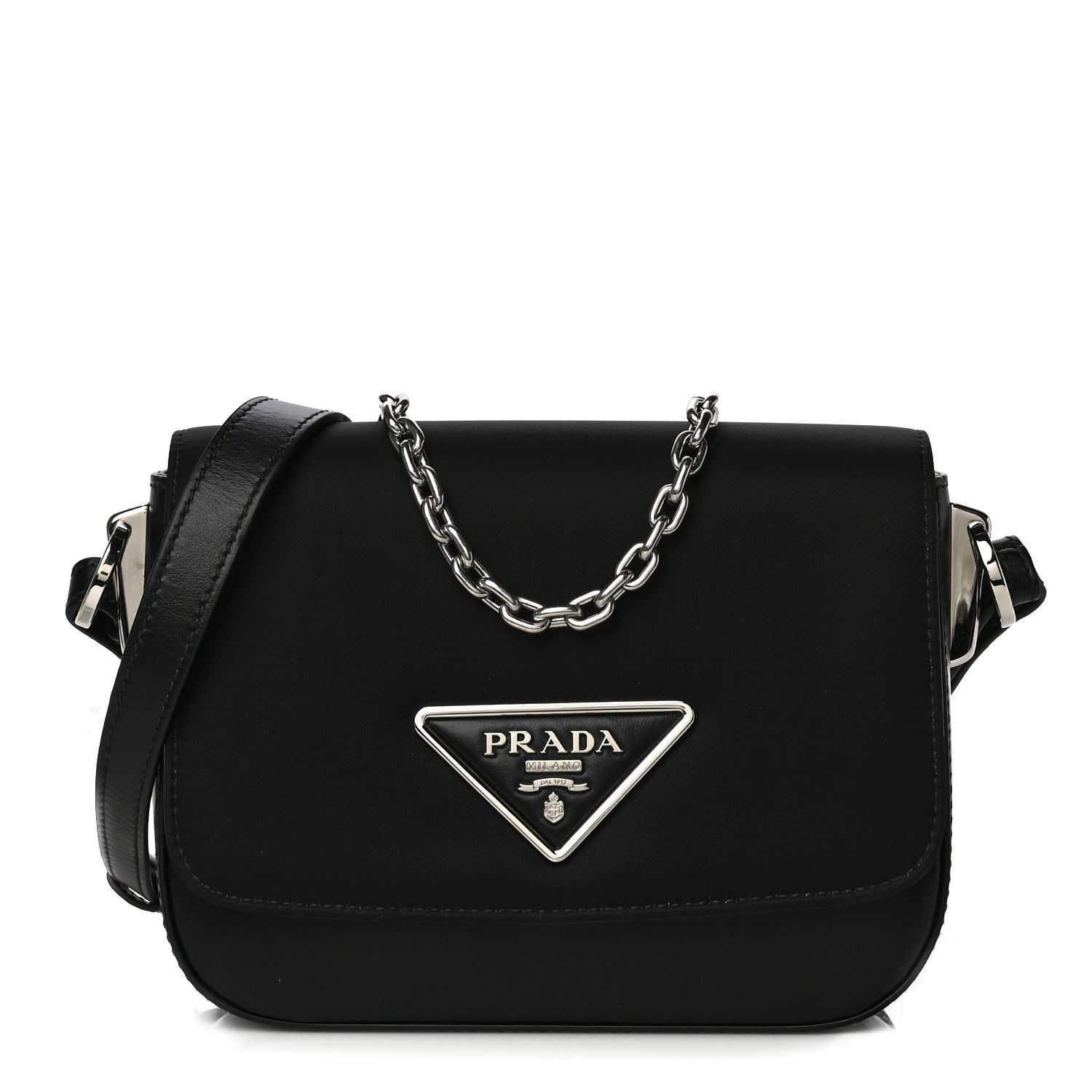 Prada Nylon Calfskin Identity Shoulder Bag Black 1 of 11