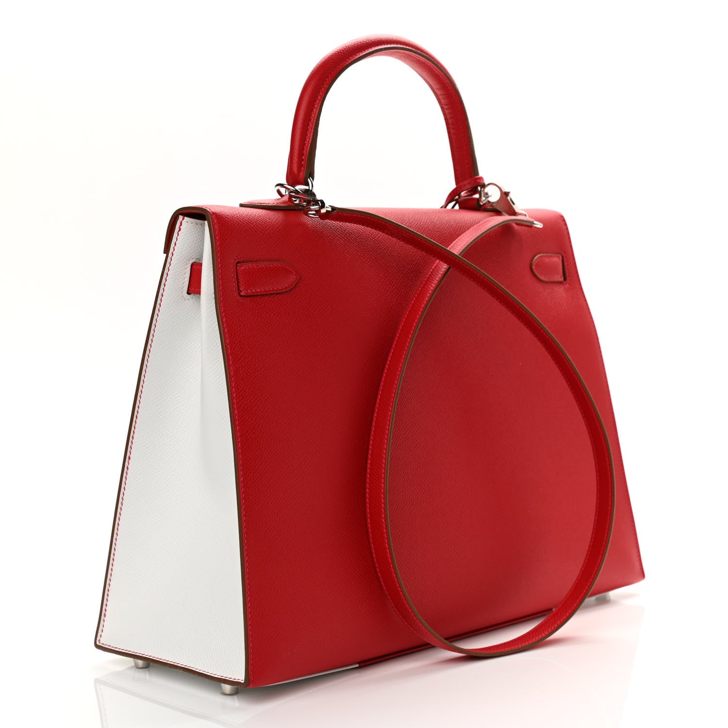 Hermes Epsom Flag Kelly Sellier 35 Rouge Casaque White 3 of 10