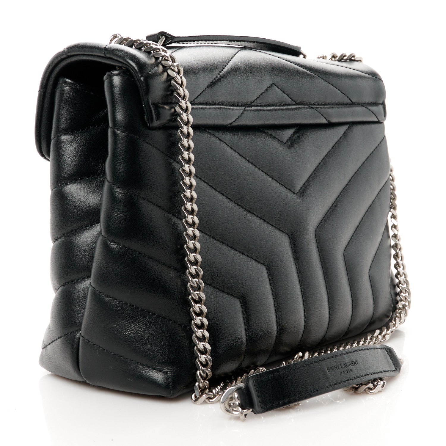 Saint Laurent Calfskin Y Quilted Monogram Small Loulou Chain Satchel Black 3 of 11