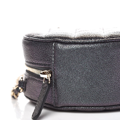 Chanel Iridescent Caviar Quilted Round Clutch With Chain Black 8 of 10