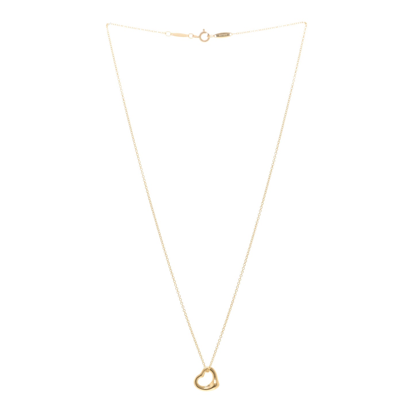 18K Yellow Gold 11mm Elsa Peretti Open Heart Pendant Necklace