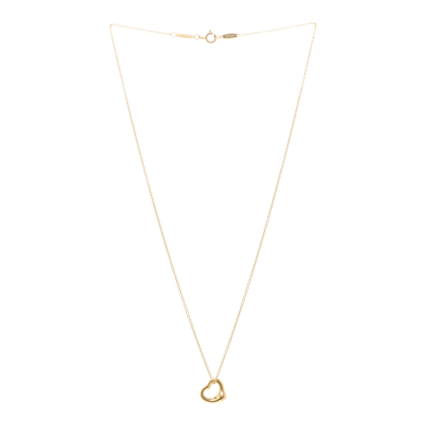 Tiffany 18K Yellow Gold 11mm Elsa Peretti Open Heart Pendant Necklace 3 of 5