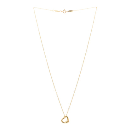 Tiffany 18K Yellow Gold 11mm Elsa Peretti Open Heart Pendant Necklace 3 of 5