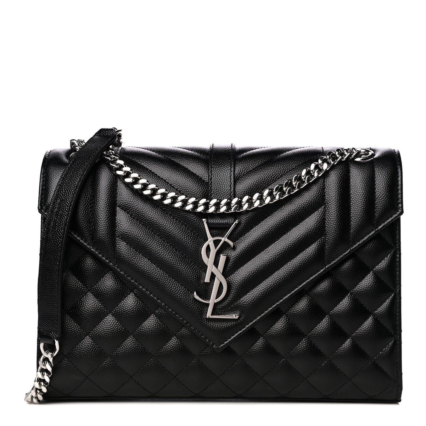 Grain De Poudre Textured Mixed Matelasse Triquilt Medium Monogram Satchel Black