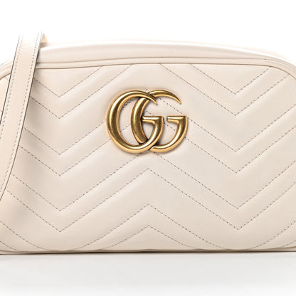 Gucci Calfskin Matelasse Small GG Marmont Chain Shoulder Bag White 8 of 16
