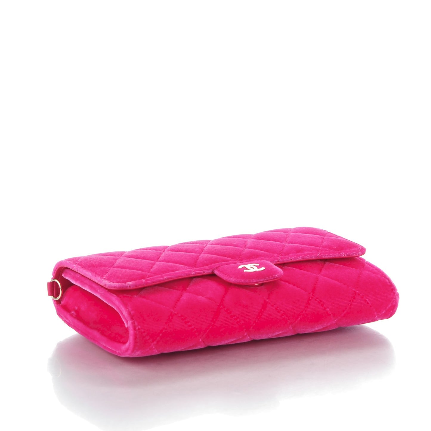 Velvet Quilted Clutch Wallet Pink