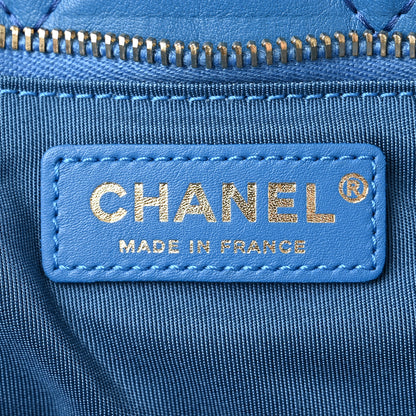 Chanel Lambskin Quilted Fold Over Clutch Blue 6 of 7