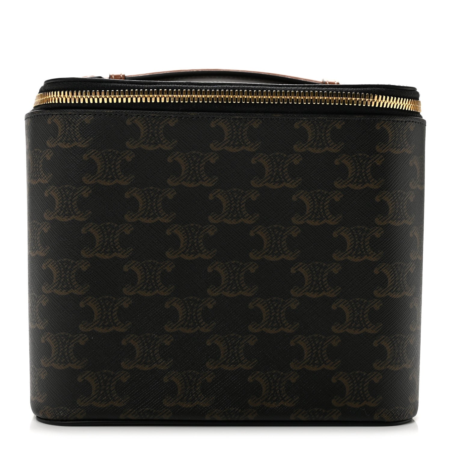 Celine Triomphe Canvas Calfskin Square Vanity Case Tan 1 of 10
