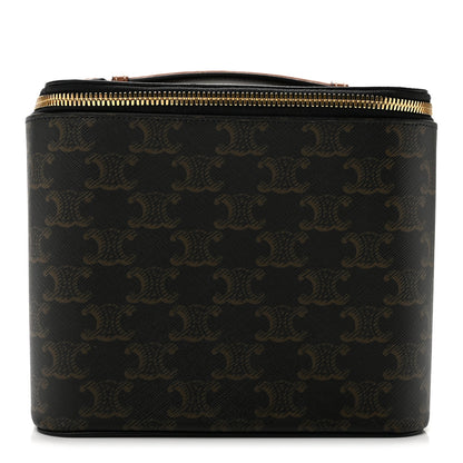 Celine Triomphe Canvas Calfskin Square Vanity Case Tan 1 of 10