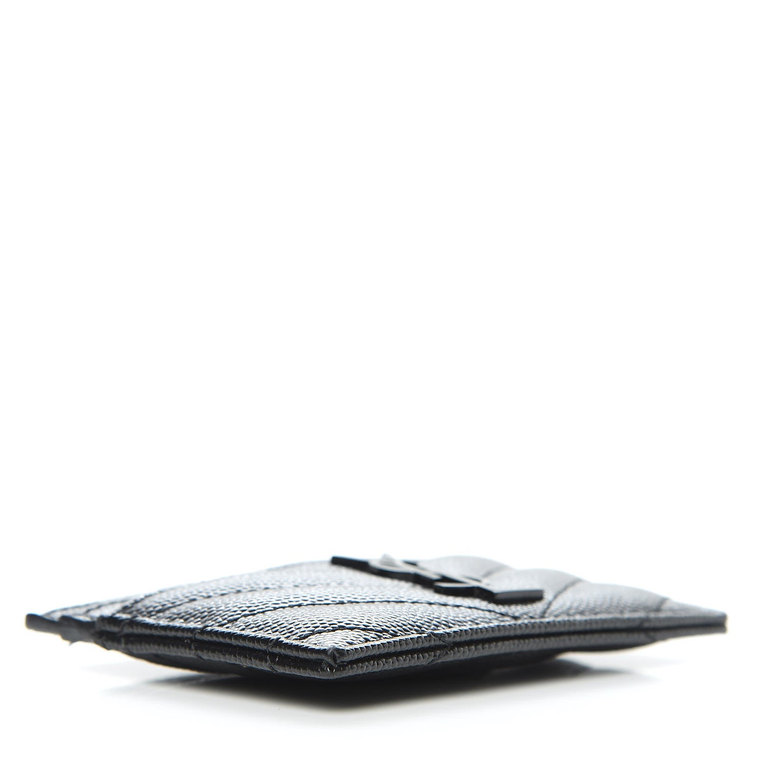 Saint Laurent Grain De Poudre Matelasse Chevron Monogram Credit Card Case Black 4 of 8