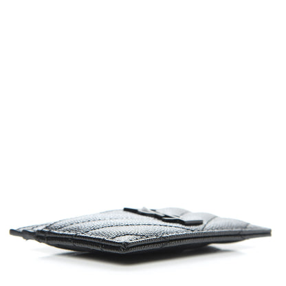 Saint Laurent Grain De Poudre Matelasse Chevron Monogram Credit Card Case Black 4 of 8