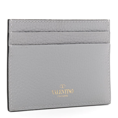 Valentino Garavani Pebbled Calfskin Rockstud Card Holder Grey 3 of 7