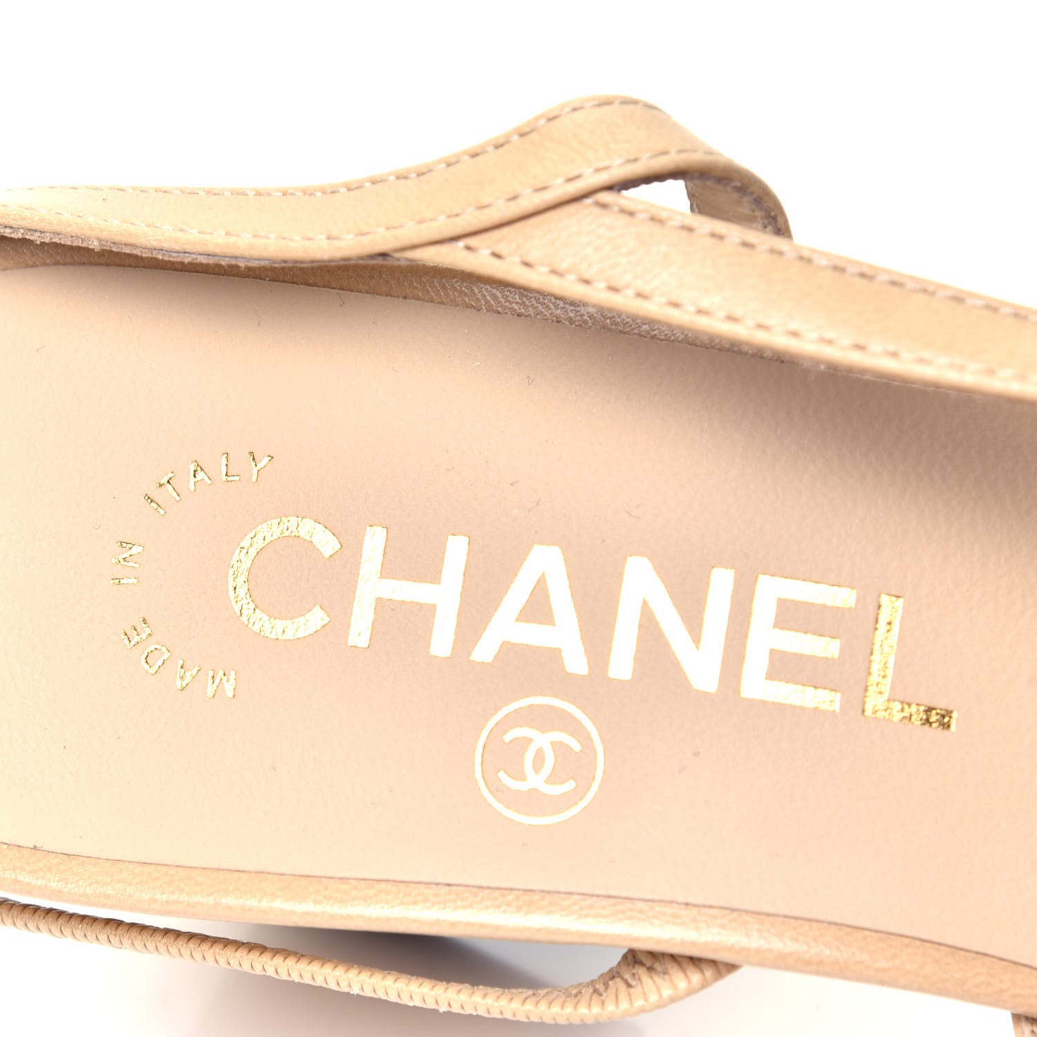 Chanel Goatskin Grosgrain Cap Toe CC Slingback Pumps 38 Beige Black 9 of 10