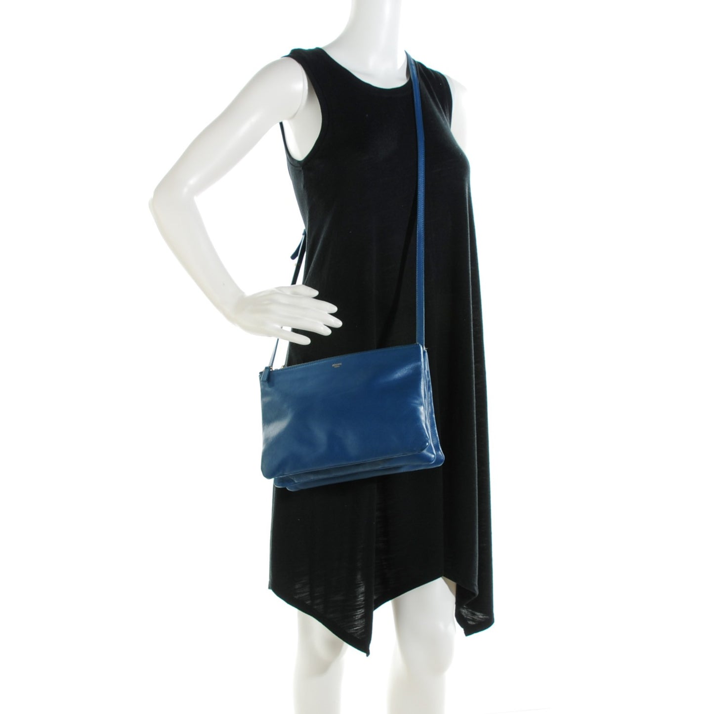 Lambskin Large Trio Crossbody Metallic Blue