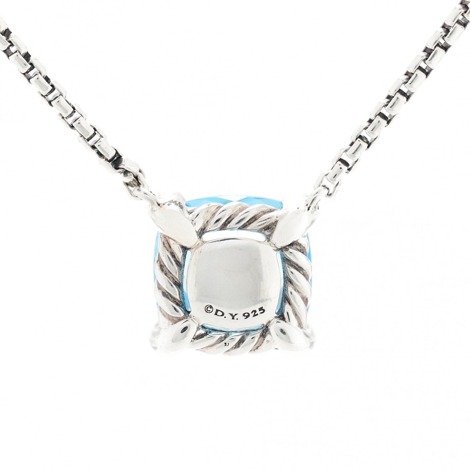 David Yurman Sterling Silver Diamond Blue Topaz 9mm Petite Chatelaine Pendant Necklace 4 of 6