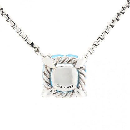 David Yurman Sterling Silver Diamond Blue Topaz 9mm Petite Chatelaine Pendant Necklace 4 of 6