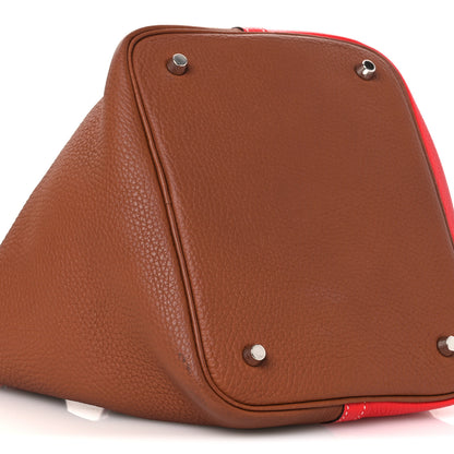 Hermes Taurillon Clemence Casaque Picotin Lock 22 MM Gold Rouge De Coeur 9 of 10