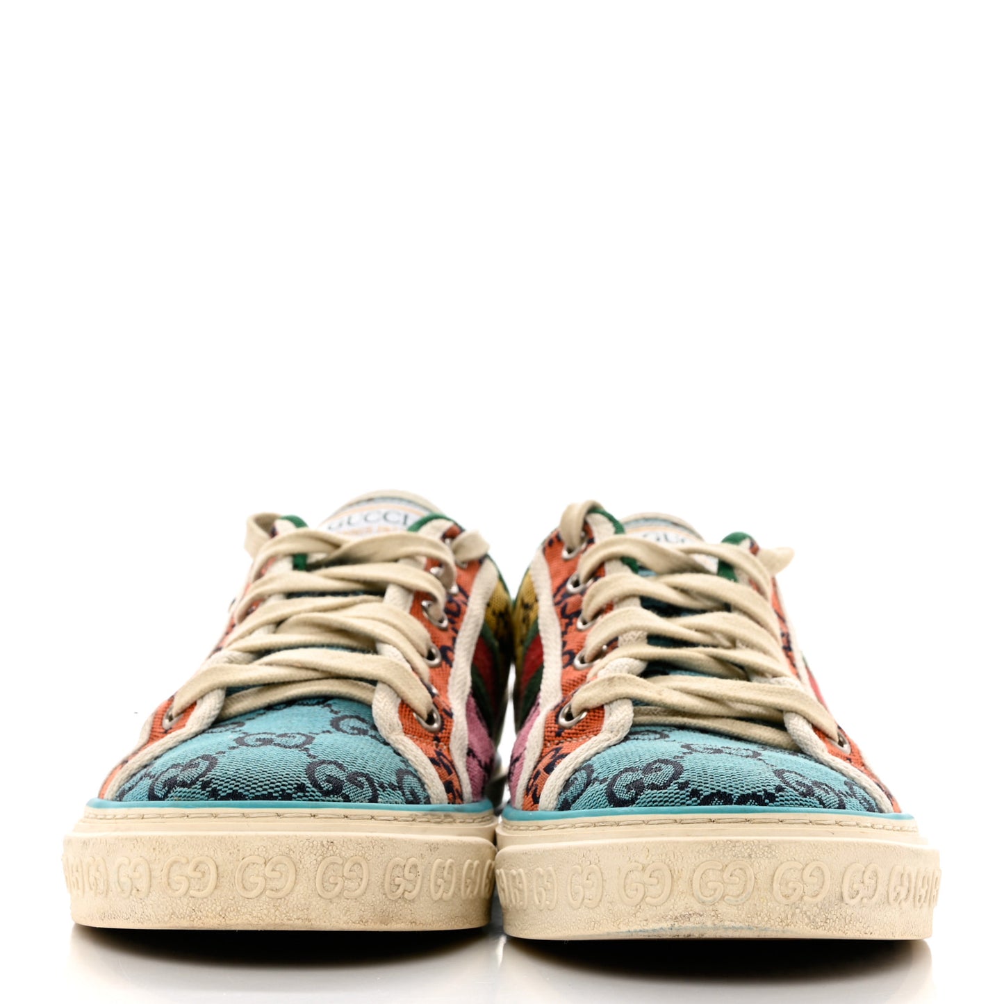 Monogram Multicolor Web Womens 1977 Tennis Sneakers 38 Light Blue Mystic White Tangerine