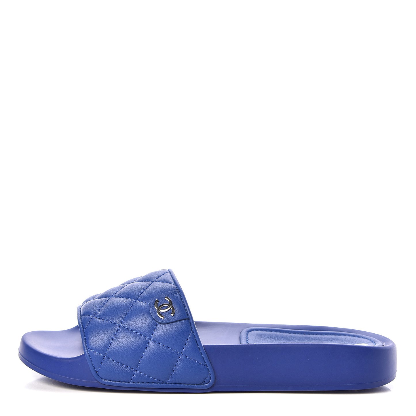 Lambskin Quilted CC Mules Sandals 36 Dark Blue