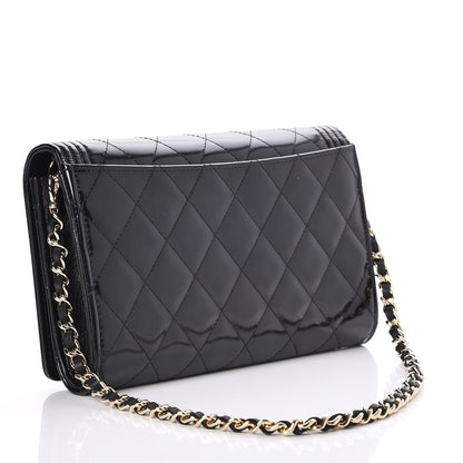 Chanel Patent Calfskin Quilted Boy Wallet on Removable Chain Black 3 of 9