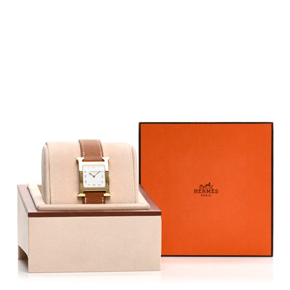 Hermes Stainless Steel Epsom 26mm Heure H Hour Quartz Watch Gold 5 of 5