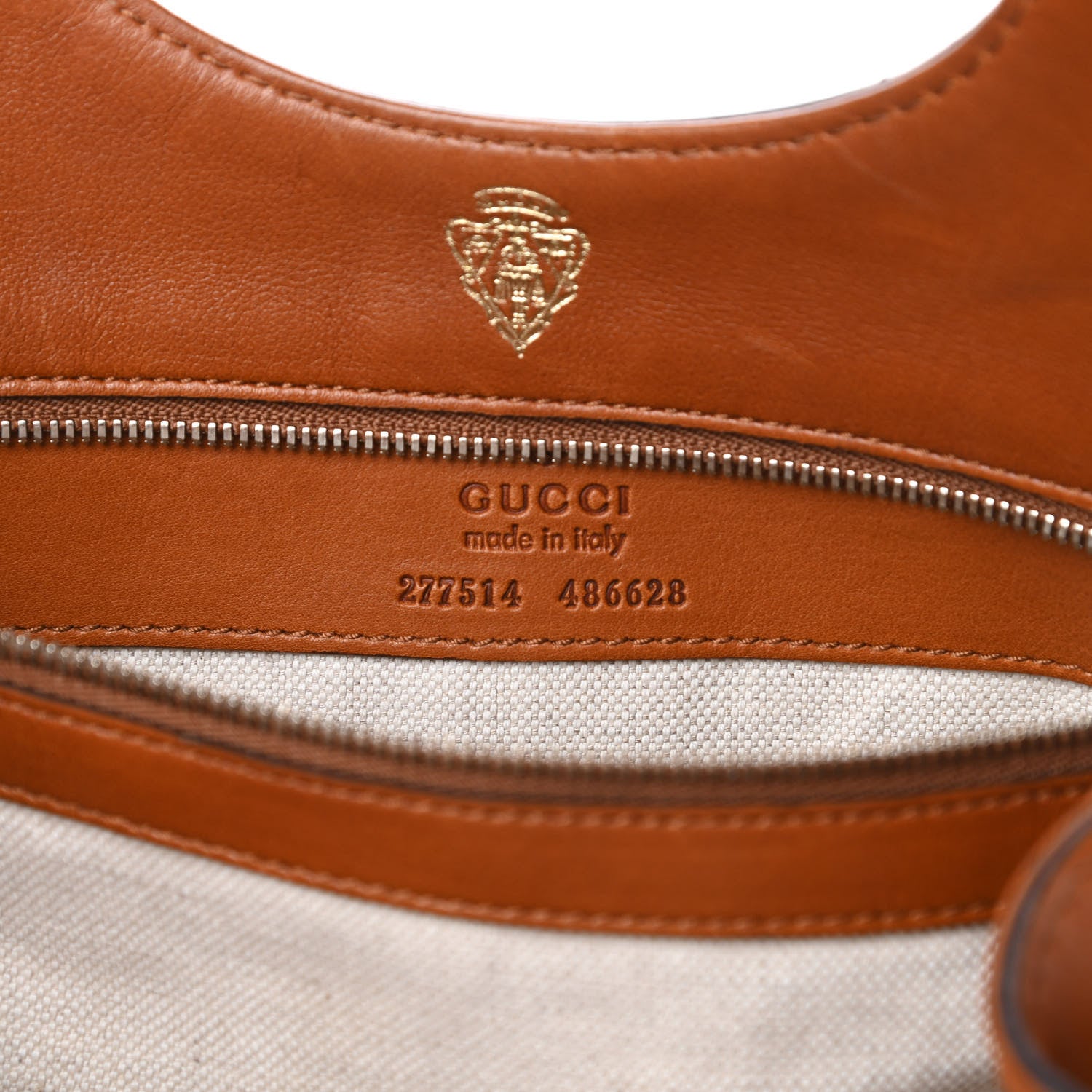 Gucci Calfskin Medium Stirrup Top Handle Bag Brown 7 of 17