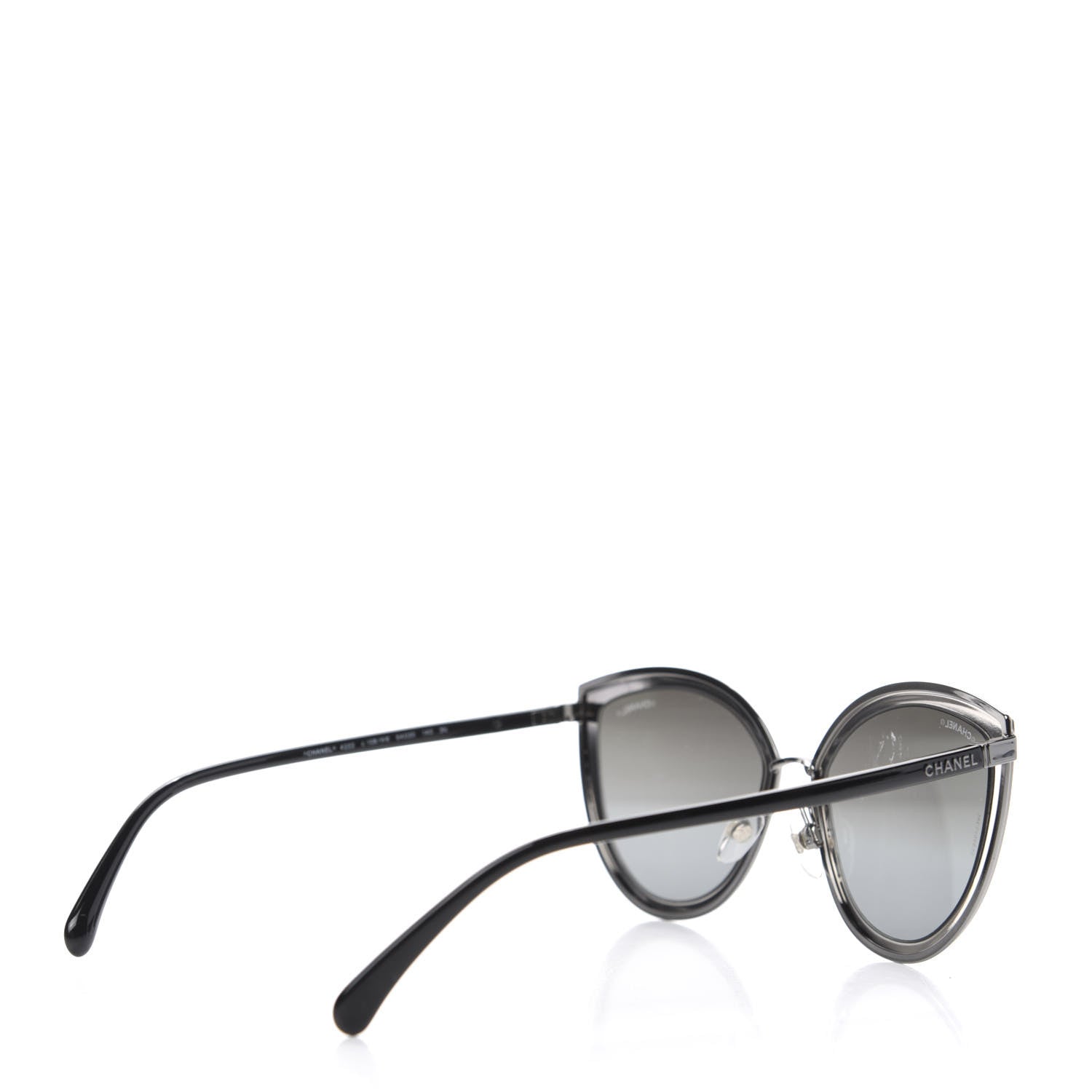 Chanel Metal Cat Eye Sunglasses 4222 Silver Black 4 of 8