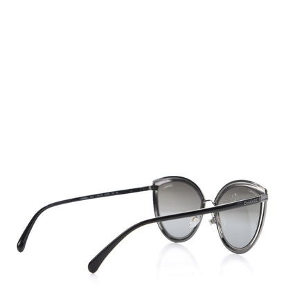 Chanel Metal Cat Eye Sunglasses 4222 Silver Black 4 of 8