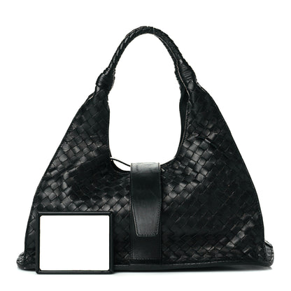 Bottega Veneta Nappa Intrecciato Shoulder Bag Black 1 of 9