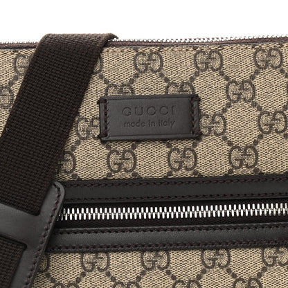Gucci GG Supreme Monogram Selleria Calfskin Small Flat Messenger Bag Beige Ebony Cocoa Marrone Scuro 8 of 10